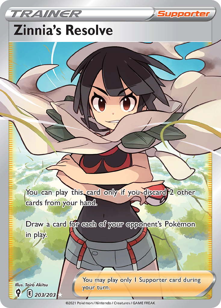 Zinnia's Resolve – Evolving Skies 203/203 Pokémon card