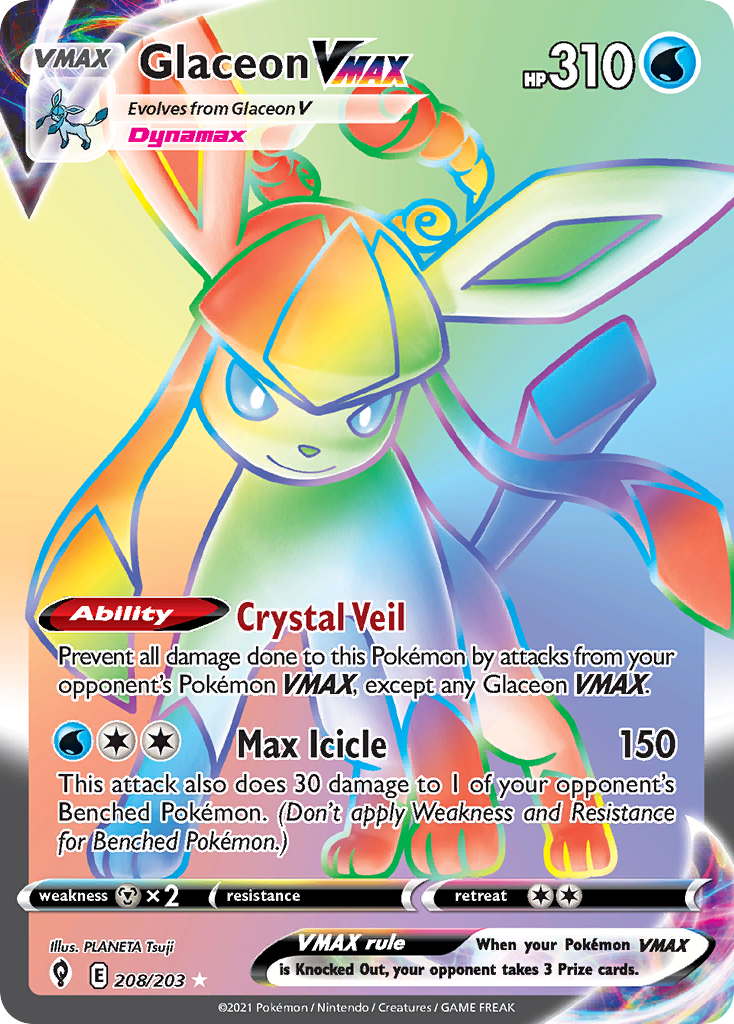 Glaceon VMAX – Evolving Skies 208/203 Pokémon card