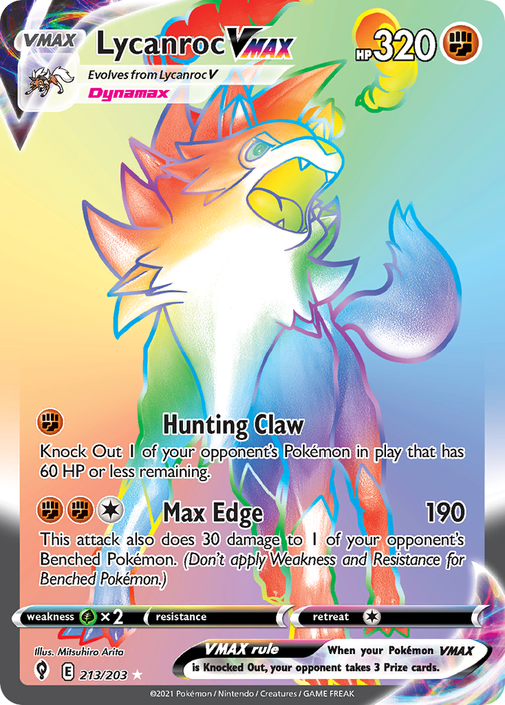 Lycanroc VMAX – Evolving Skies 213/203 Pokémon card