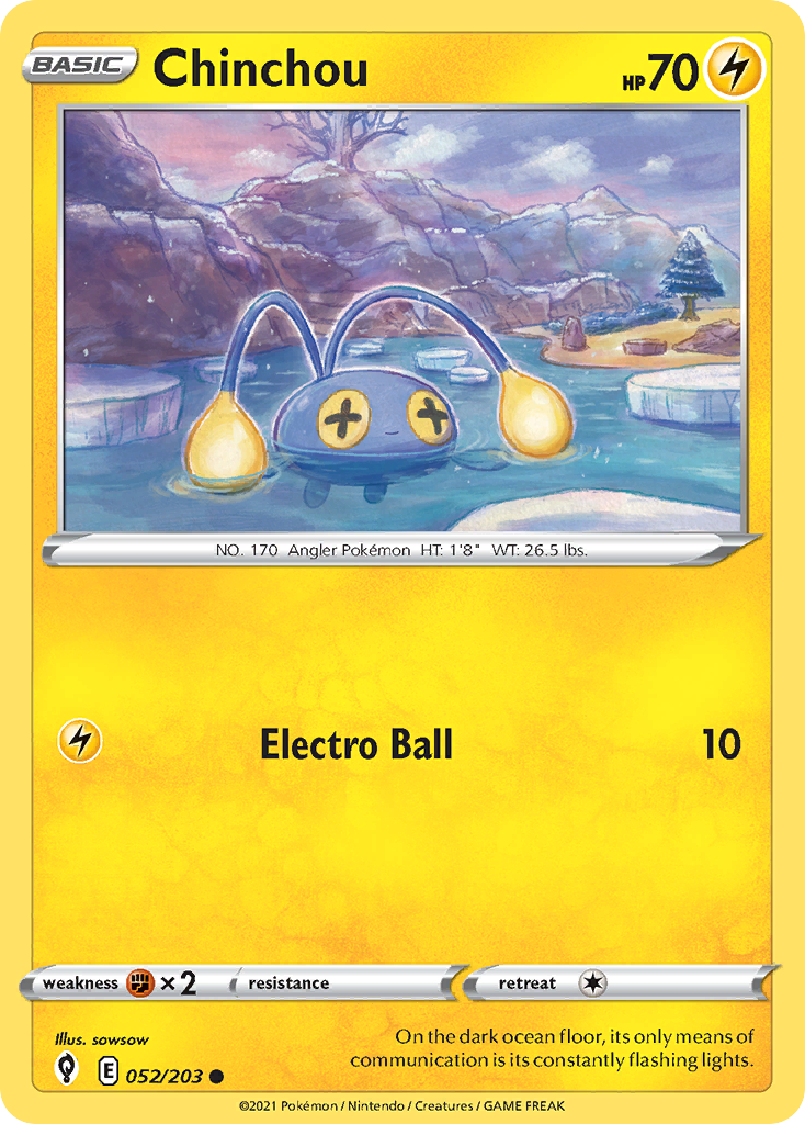 Chinchou – Evolving Skies 052/203 Pokémon card