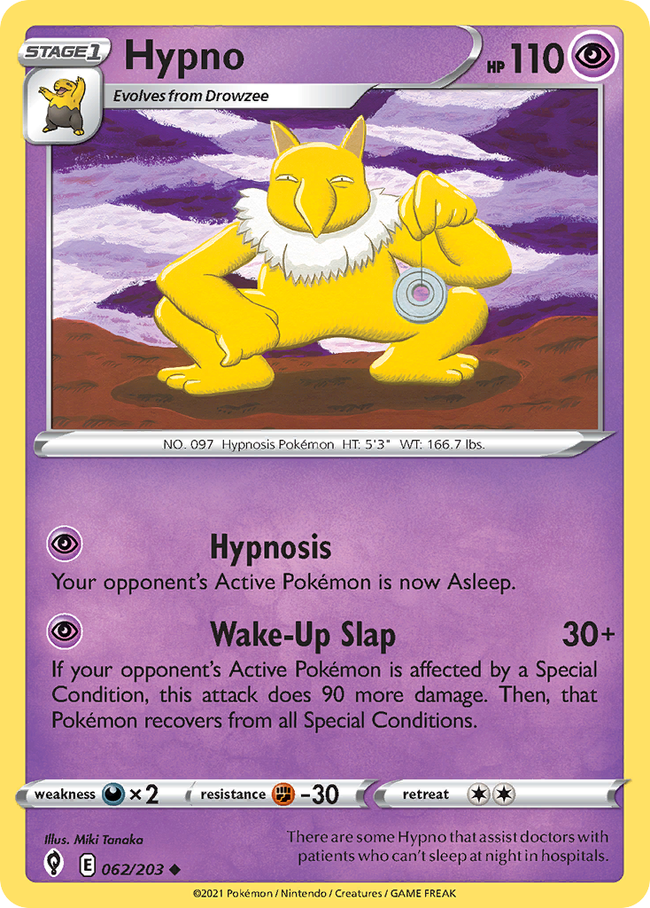 Hypno – Evolving Skies 062/203 Pokémon card