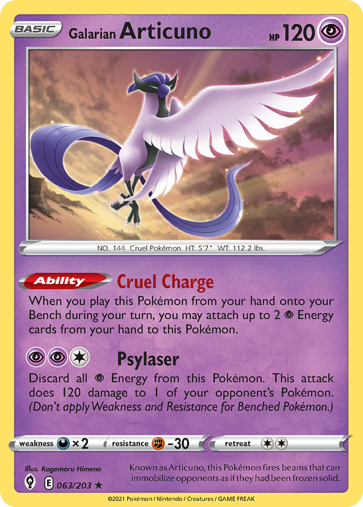 Galarian Articuno – Evolving Skies 063/203 Pokémon card