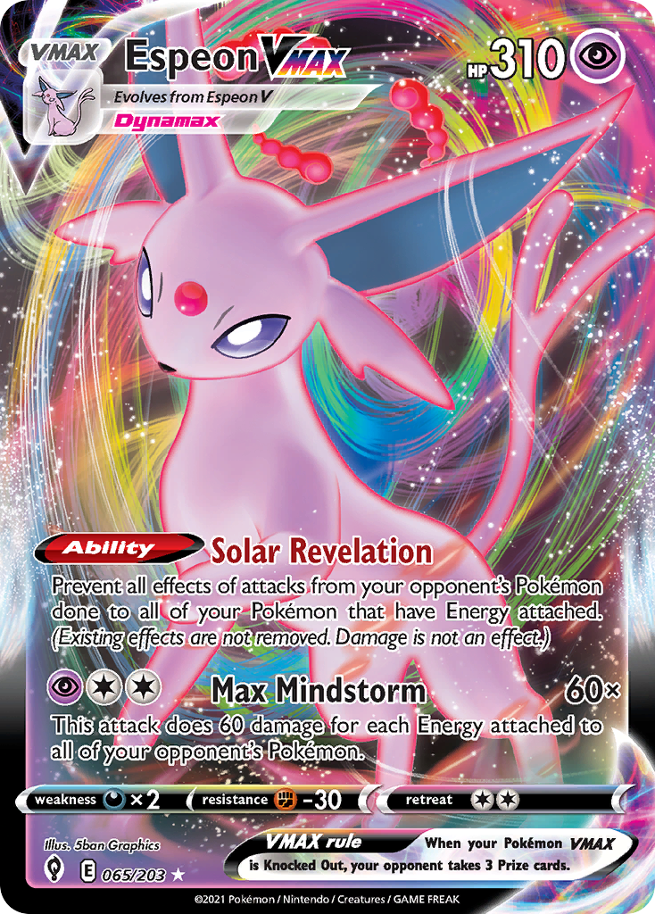 Espeon VMAX – Evolving Skies 065/203 Pokémon card