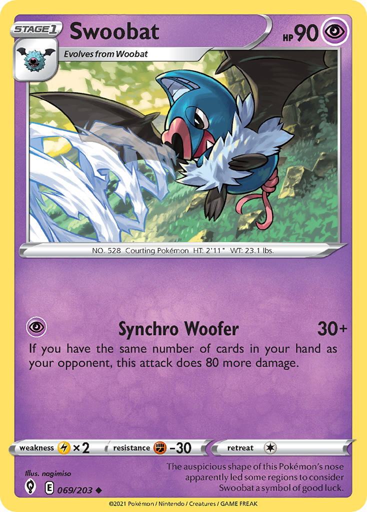 Swoobat – Evolving Skies 069/203 Pokémon card
