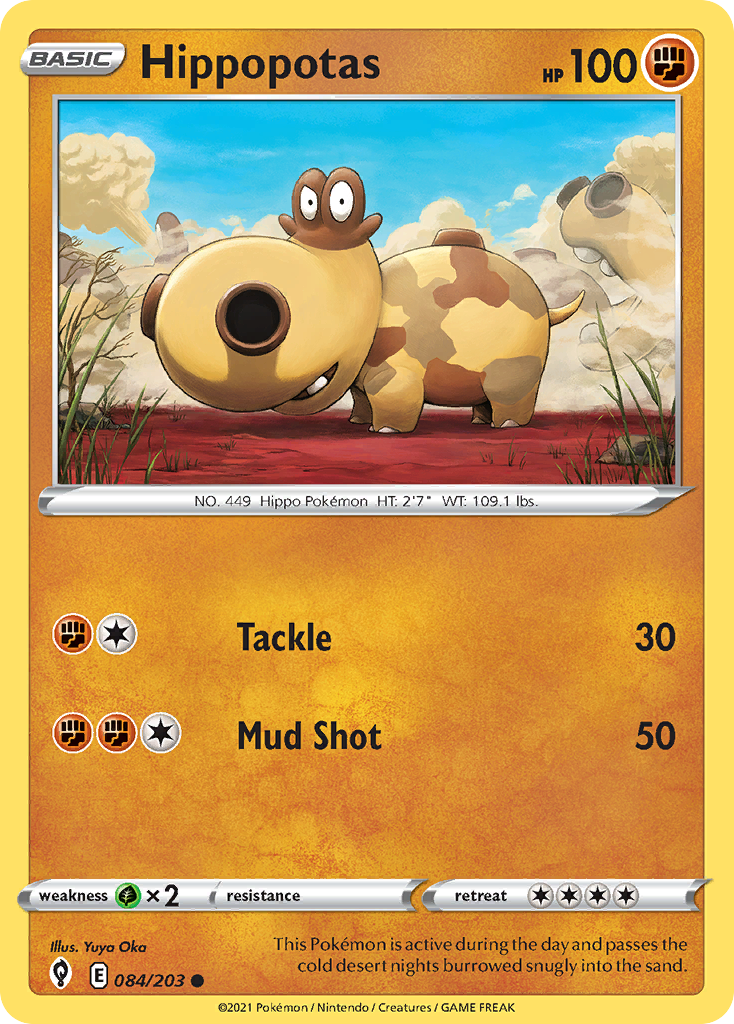 Hippopotas – Evolving Skies 084/203 Pokémon card