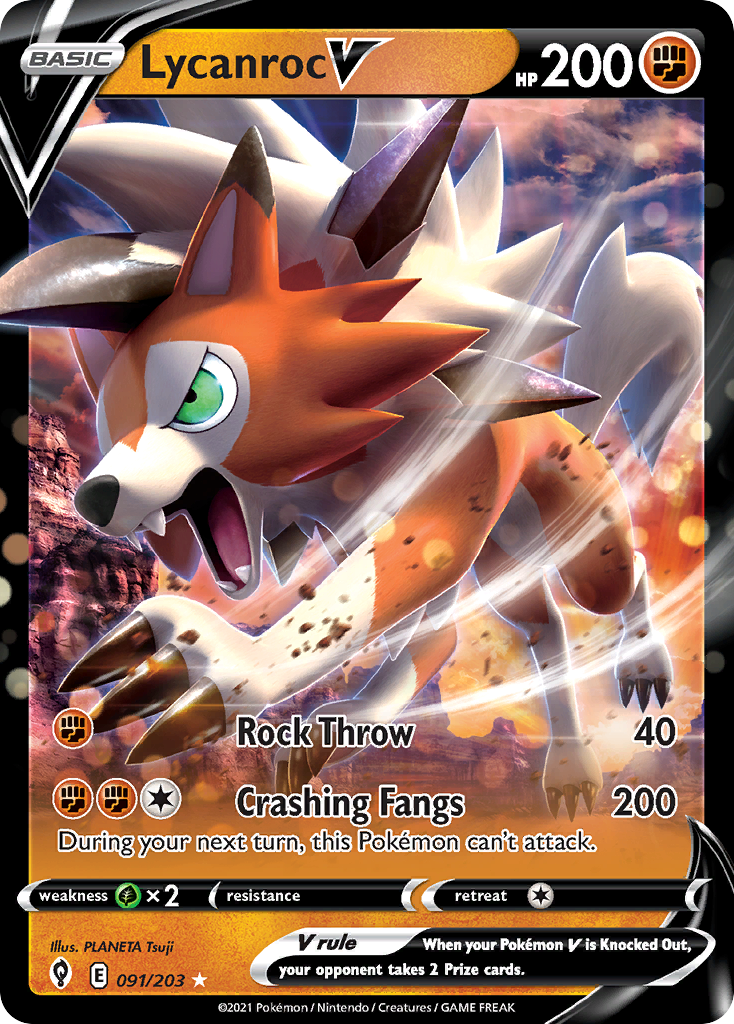 Lycanroc V – Evolving Skies 091/203 Pokémon card