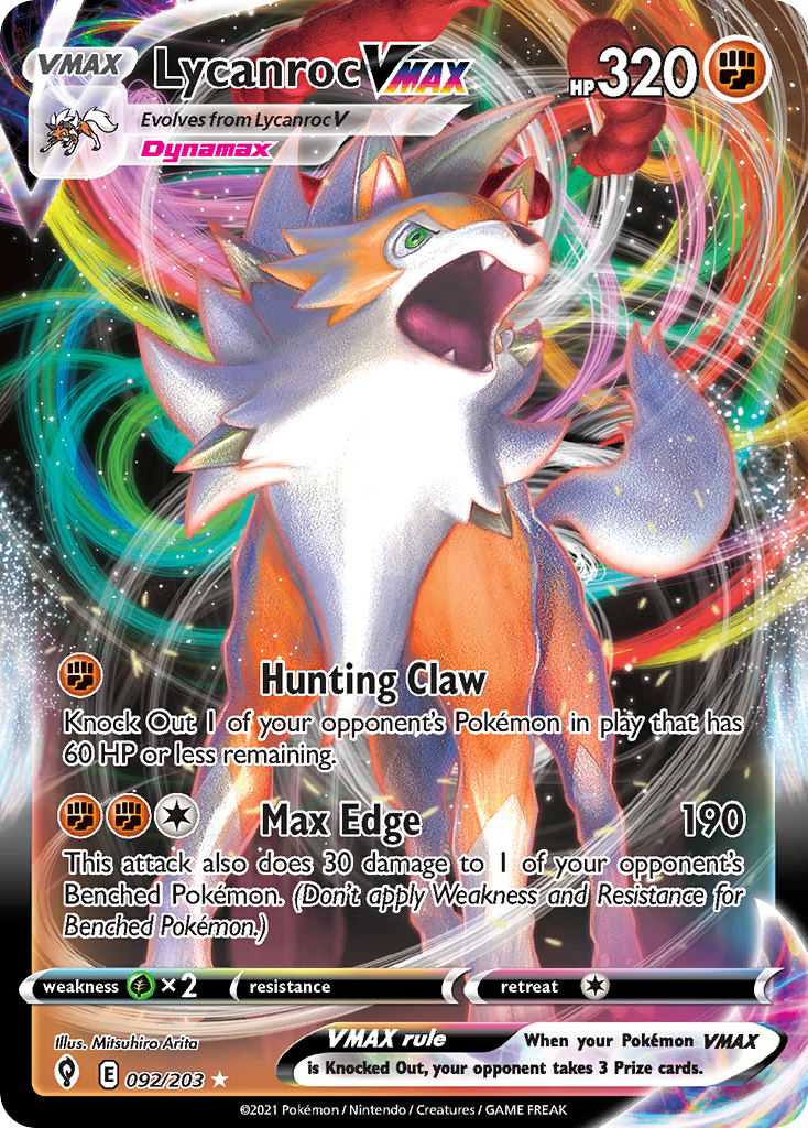 Lycanroc VMAX – Evolving Skies 092/203 Pokémon card