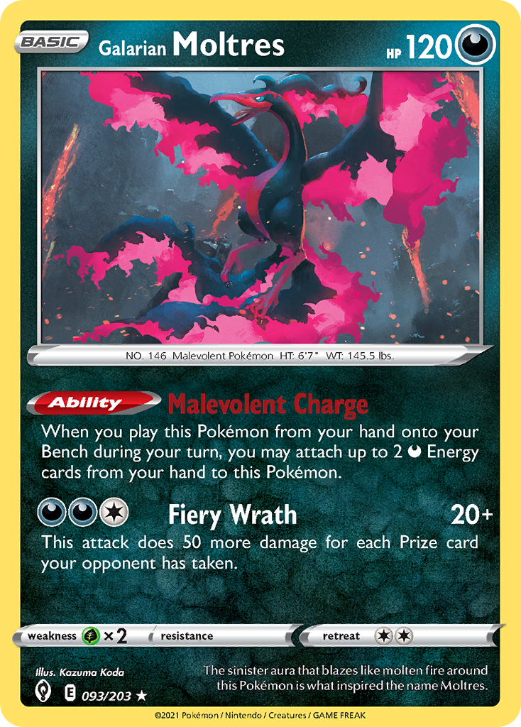 Galarian Moltres – Evolving Skies 093/203 Pokémon card