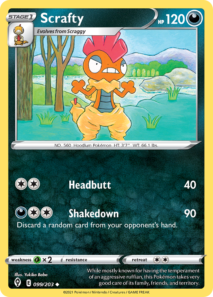 Scrafty – Evolving Skies 099/203 Pokémon card