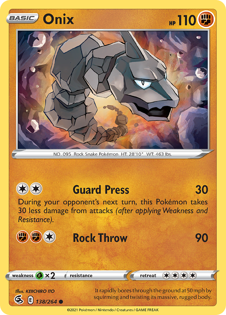 Onix – Fusion Strike 138/264 Pokémon card