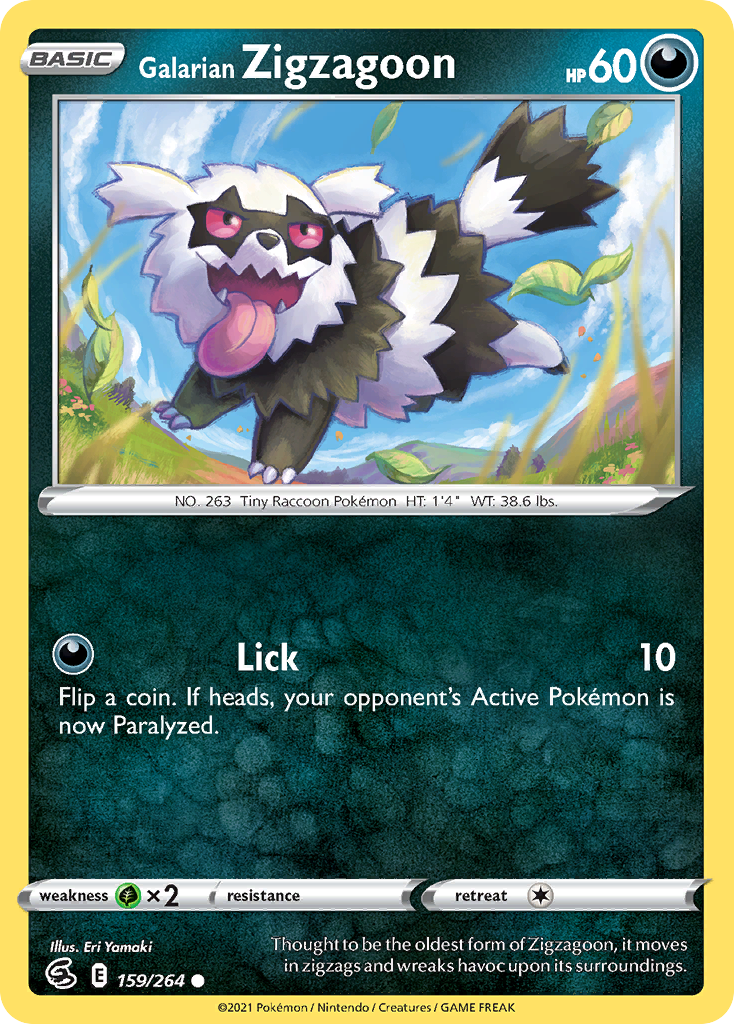 Galarian Zigzagoon – Fusion Strike 159/264 Pokémon card