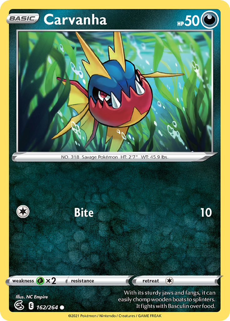 Carvanha – Fusion Strike 162/264 Pokémon card
