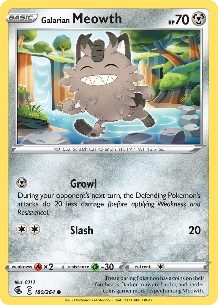 Galarian Meowth – Fusion Strike 180/264 Pokémon card