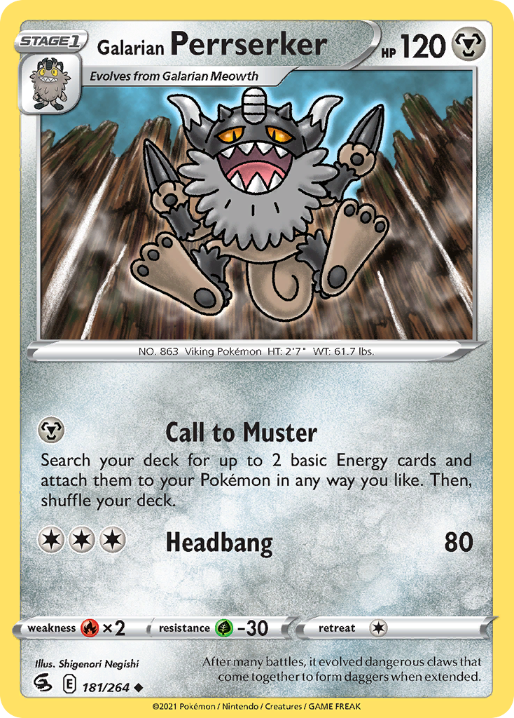 Galarian Perrserker – Fusion Strike 181/264 Pokémon card