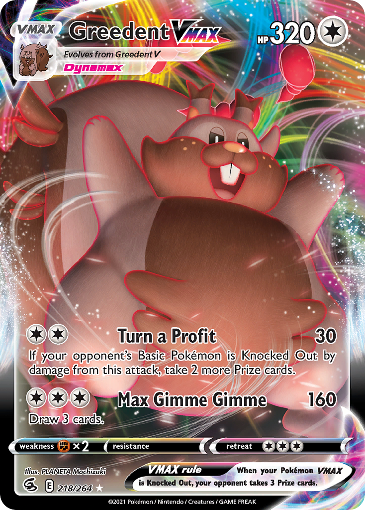 Greedent VMAX – Fusion Strike 218/264 Pokémon card