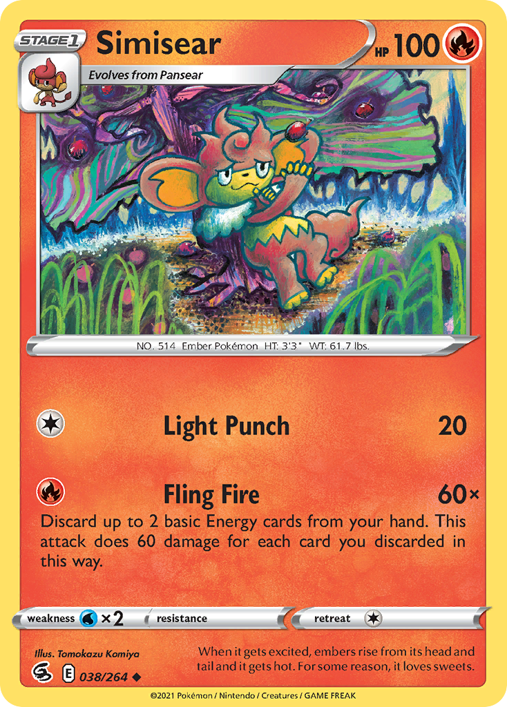 Simisear – Fusion Strike 038/264 Pokémon card