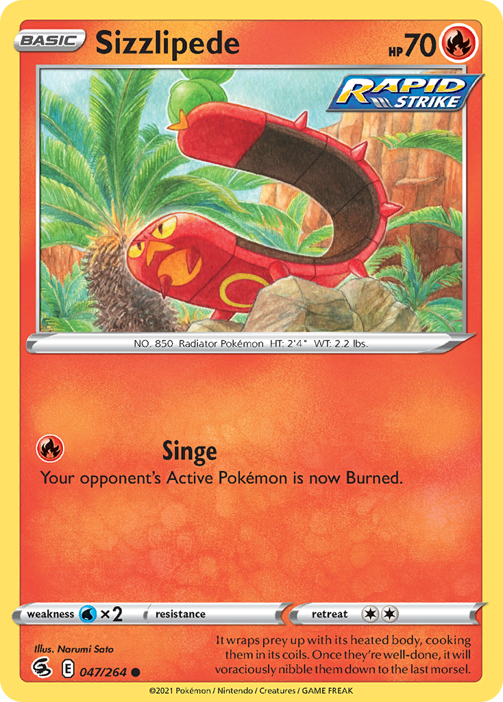 Sizzlipede – Fusion Strike 047/264 Pokémon card