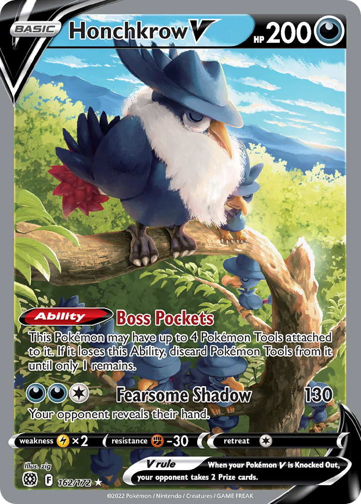 Honchkrow V – Brilliant Stars 162/172 Pokémon card