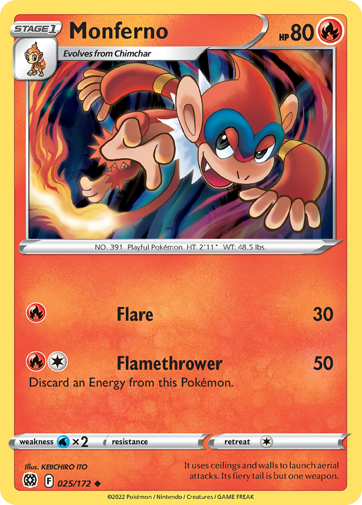 Monferno – Brilliant Stars 025/172 Pokémon card
