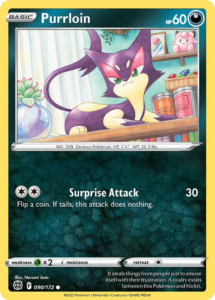Purrloin – Brilliant Stars 090/172 Pokémon card