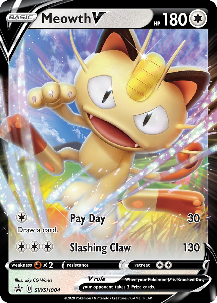 Meowth V – SWSH Black Star Promos SWSH004 Pokémon card