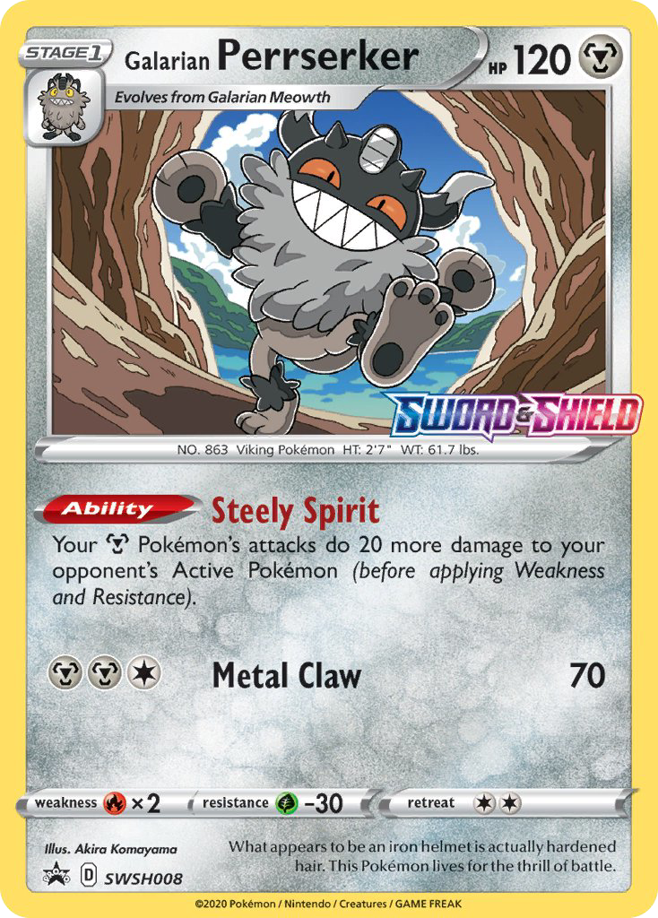 Galarian Perrserker – SWSH Black Star Promos SWSH008 Pokémon card