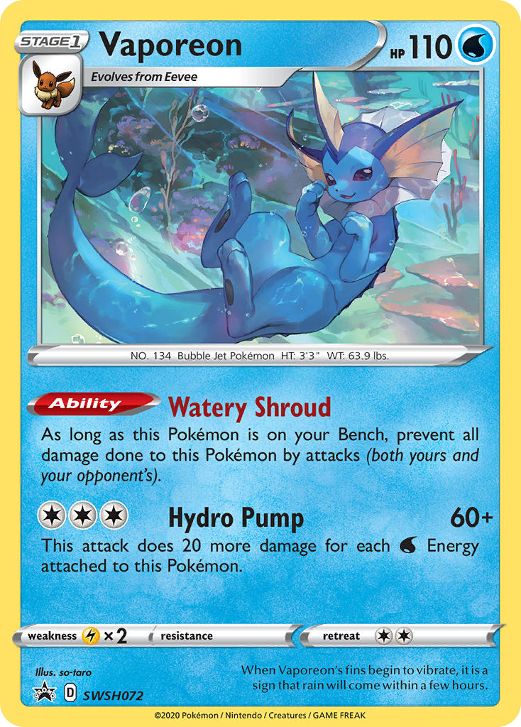 Vaporeon – SWSH Black Star Promos SWSH072 Pokémon card