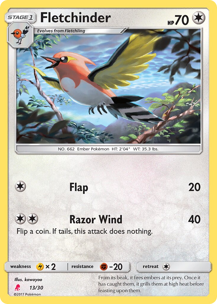 Fletchinder – SM Trainer Kit Lycanroc 13/30 Pokémon card