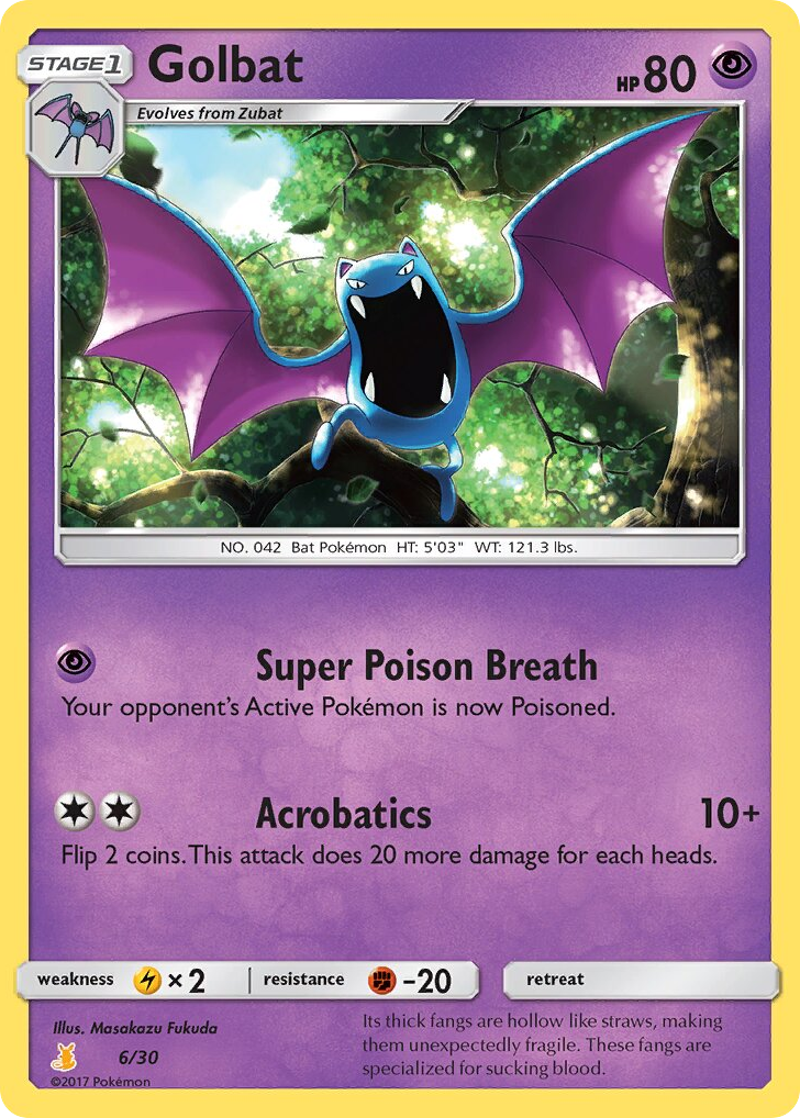 Golbat – SM Trainer Kit Alolan Raichu 6/30 Pokémon card