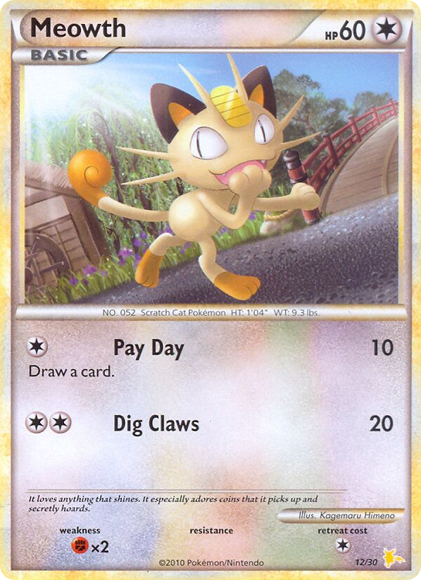 Meowth – HGSS Trainer Kit Raichu 12/30 Pokémon card