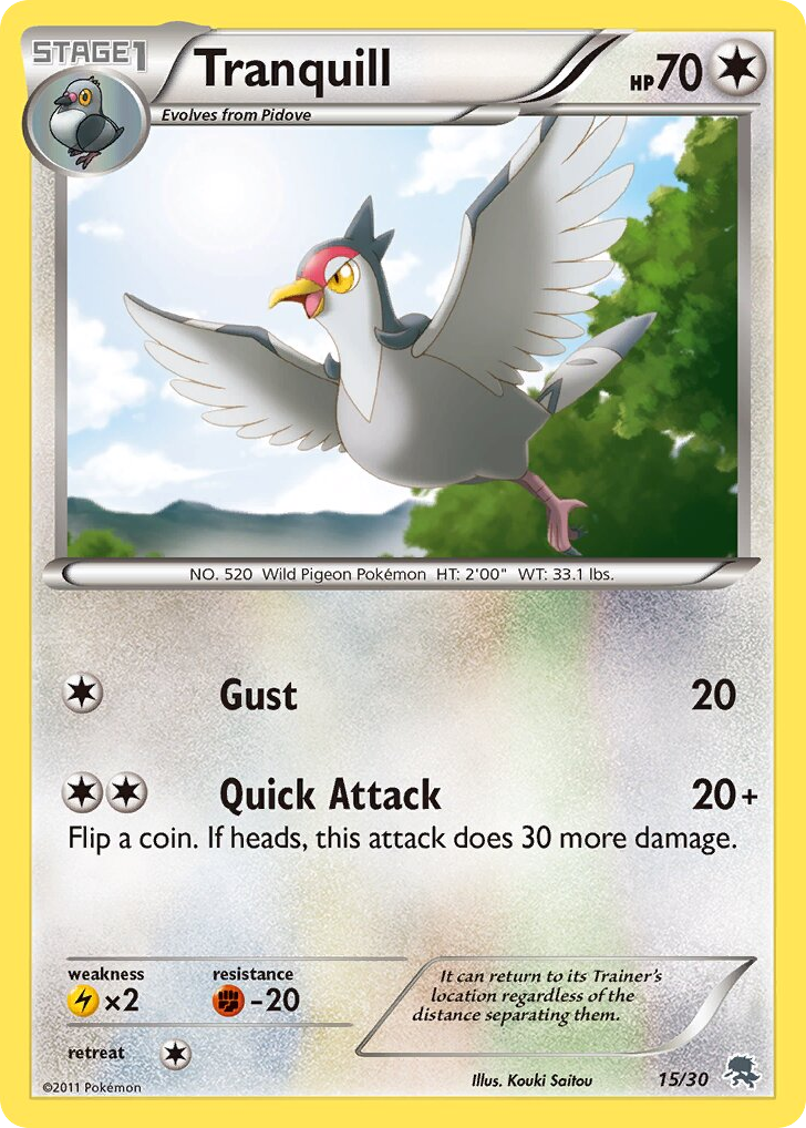 Tranquill – BW Trainer Kit Zoroark 15/30 Pokémon card
