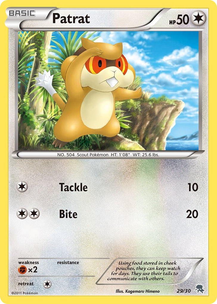 Patrat – BW Trainer Kit Zoroark 29/30 Pokémon card