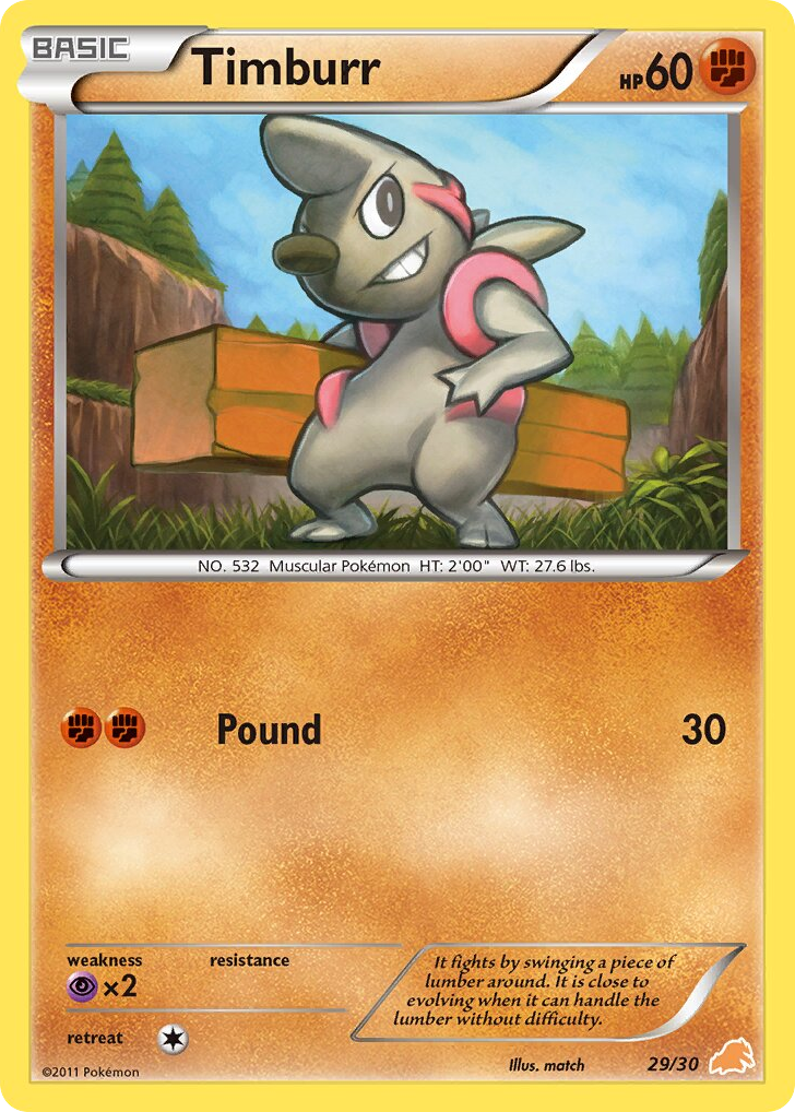 Timburr – BW Trainer Kit Excadrill 29/30 Pokémon card