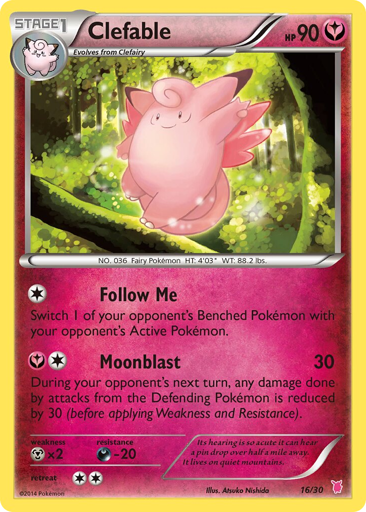 Clefable – XY Trainer Kit Wigglytuff 16/30 Pokémon card
