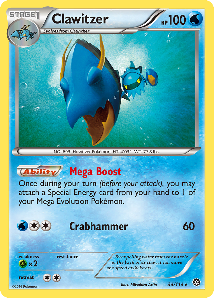 Clawitzer – Steam Siege 34/114 Pokémon card