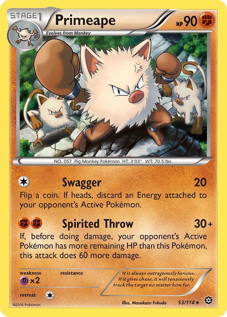 Primeape – Steam Siege 53/114 Pokémon card