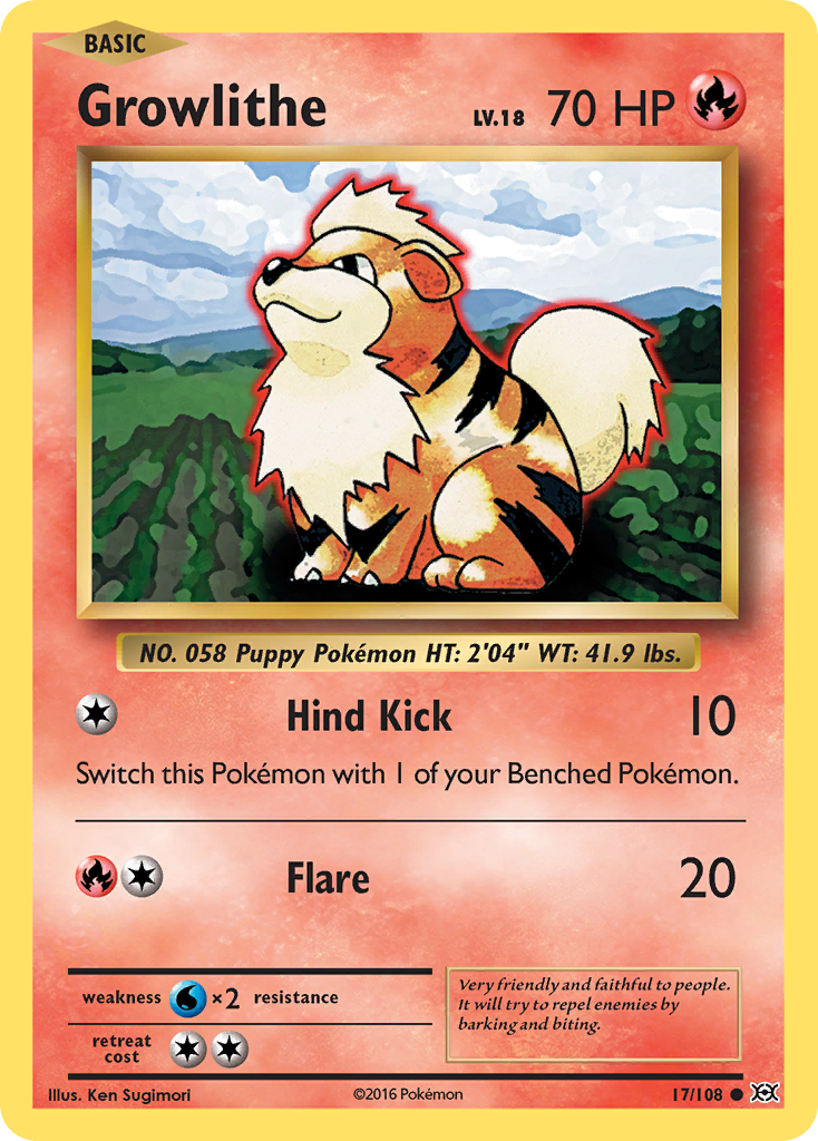 Growlithe – Evolutions 17/108 Pokémon card