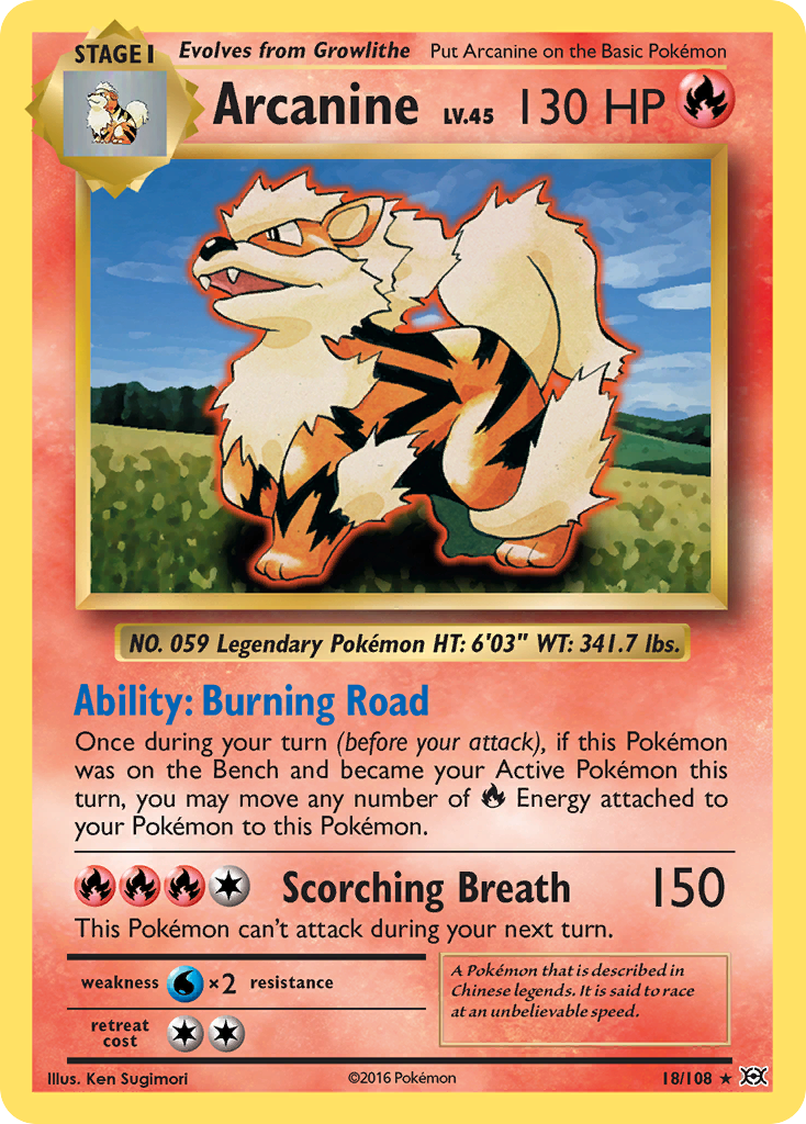 Arcanine – Evolutions 18/108 Pokémon card