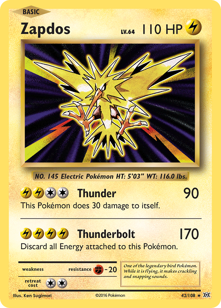 Zapdos – Evolutions 42/108 Pokémon card