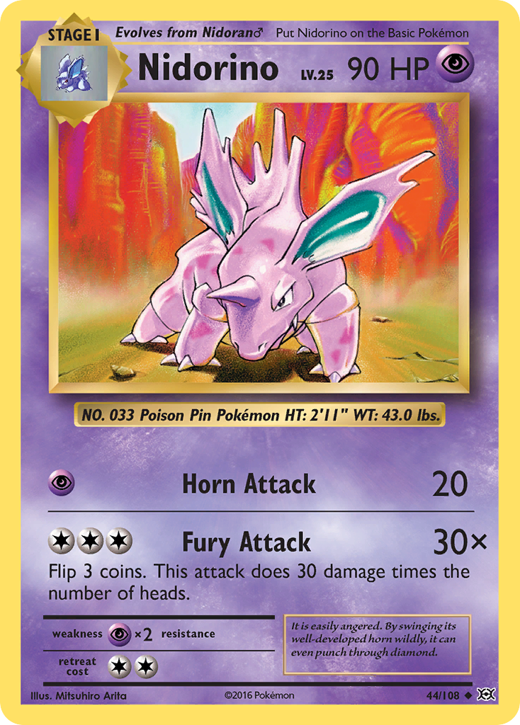 Nidorino – Evolutions 44/108 Pokémon card
