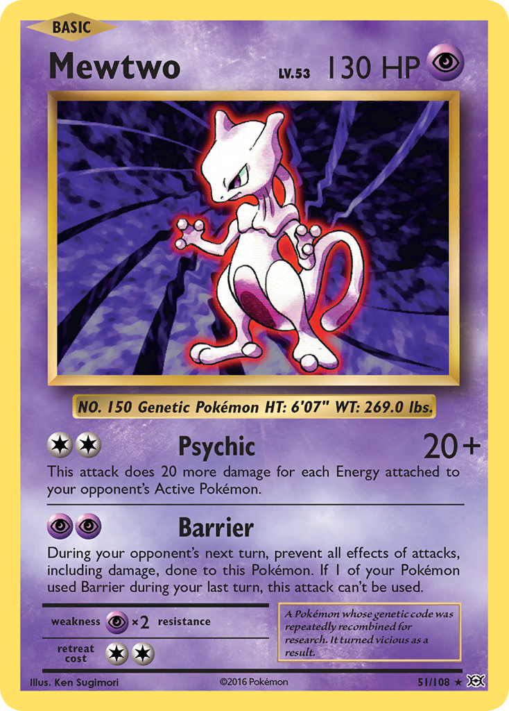 Mewtwo – Evolutions 51/108 Pokémon card