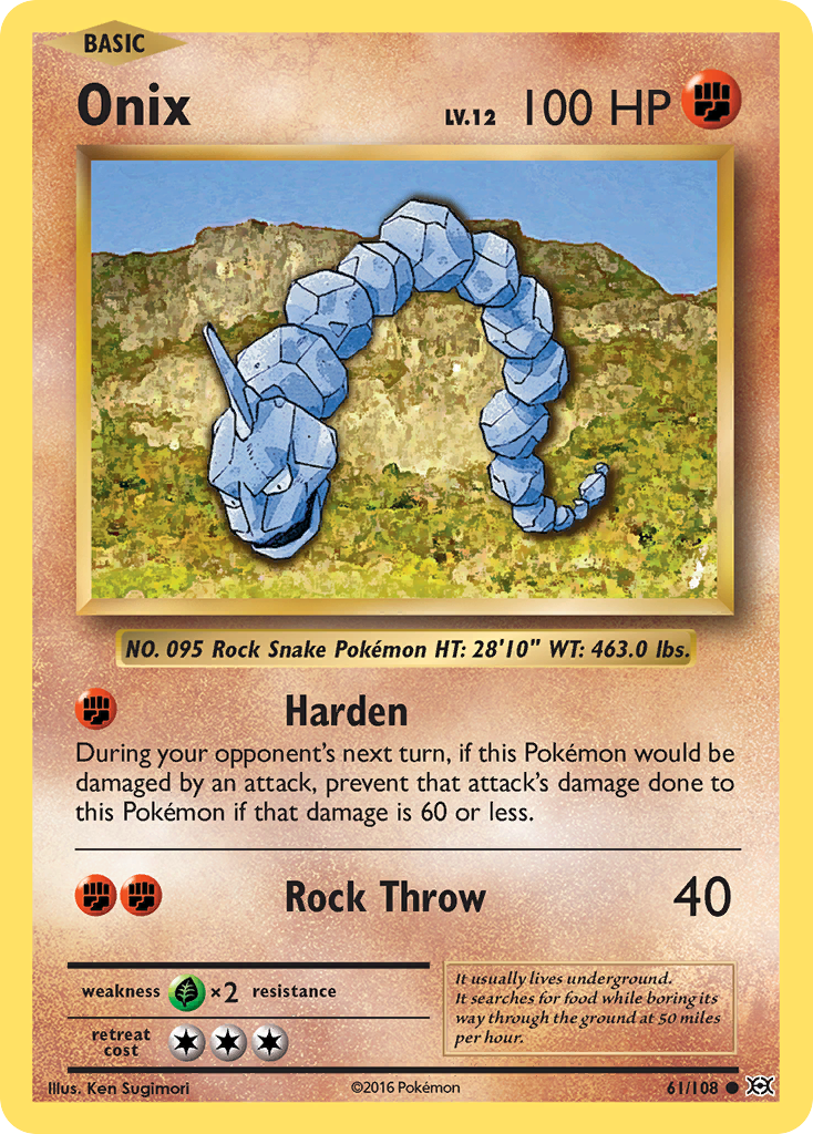 Onix – Evolutions 61/108 Pokémon card