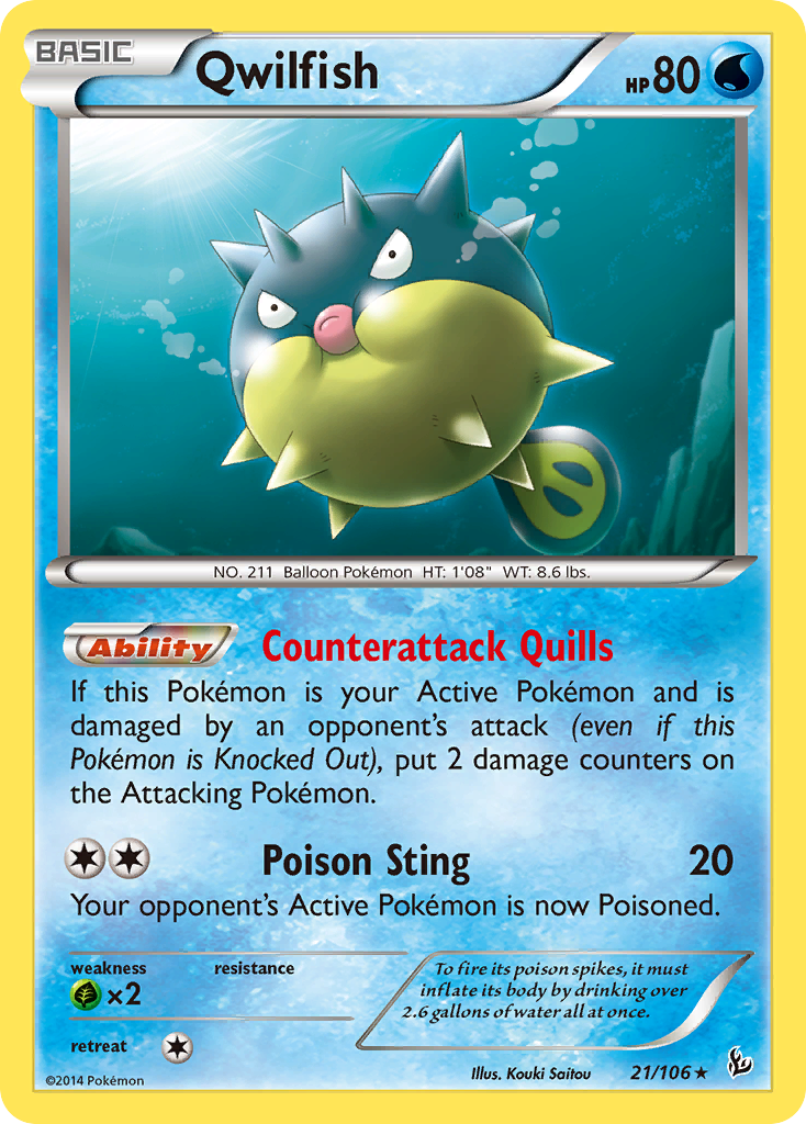 Qwilfish – Flashfire 21/106 Pokémon card