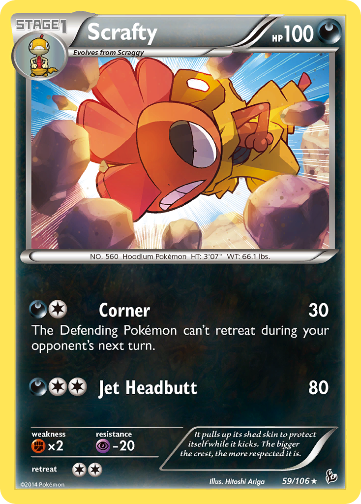 Scrafty – Flashfire 59/106 Pokémon card