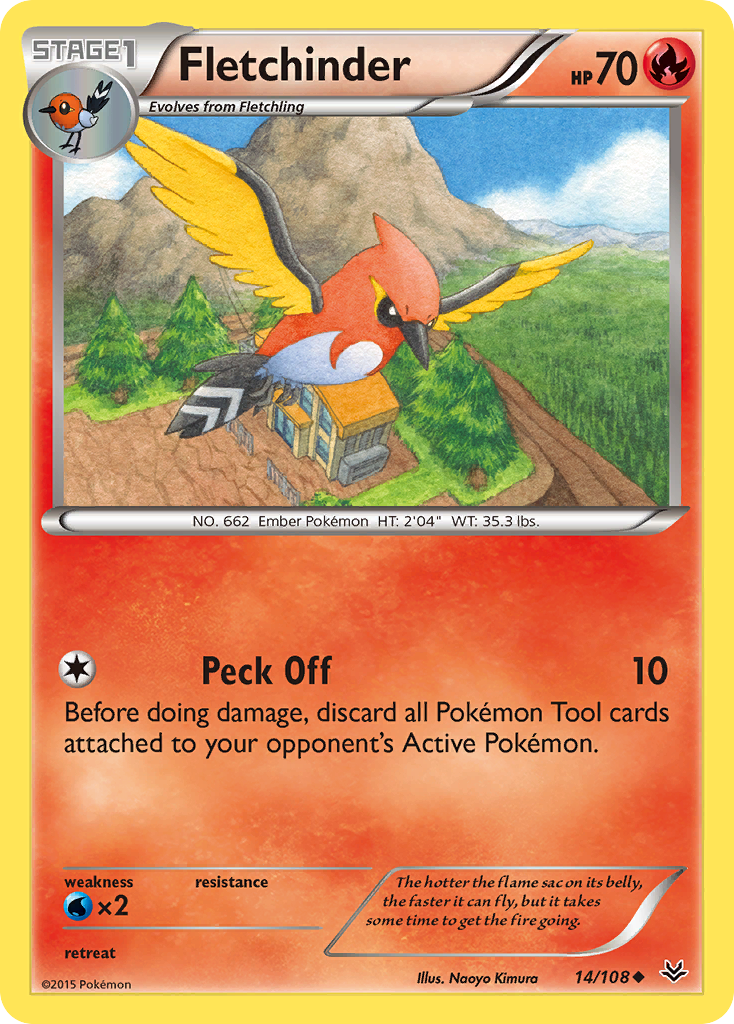 Fletchinder – Roaring Skies 14/108 Pokémon card