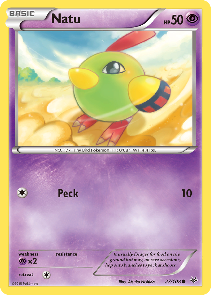 Natu – Roaring Skies 27/108 Pokémon card
