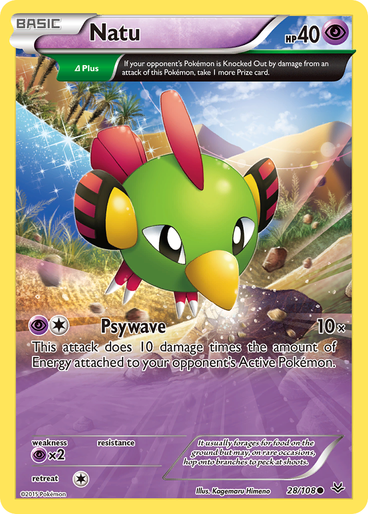 Natu – Roaring Skies 28/108 Pokémon card