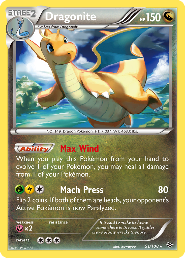 Dragonite – Roaring Skies 51/108 Pokémon card