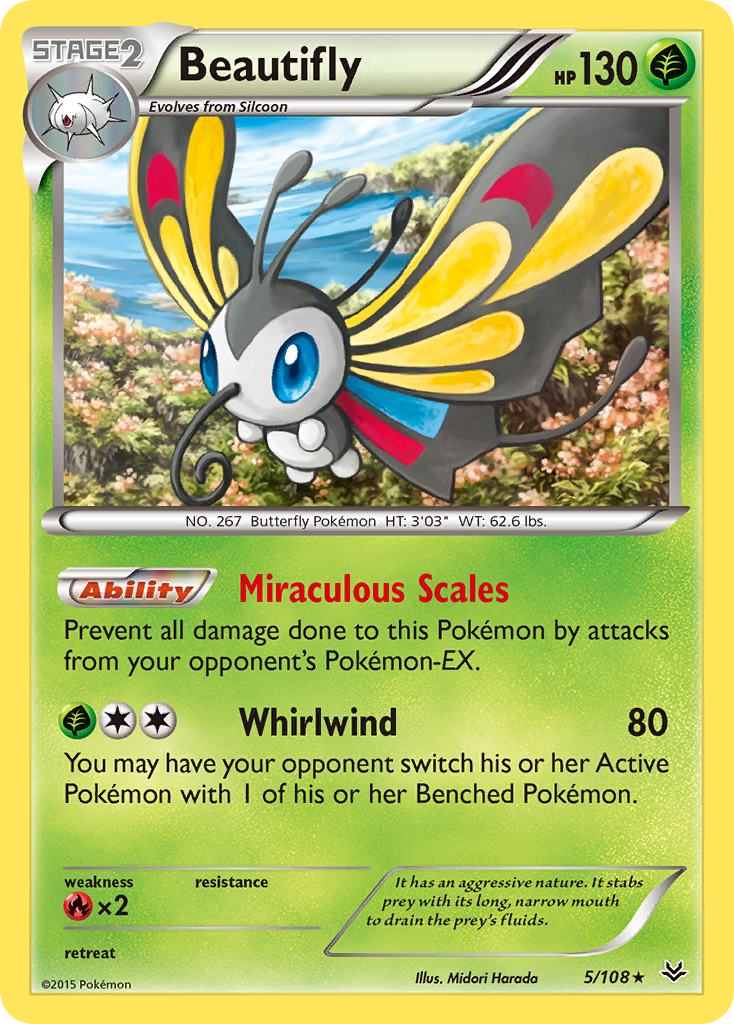 Beautifly – Roaring Skies 5/108 Pokémon card