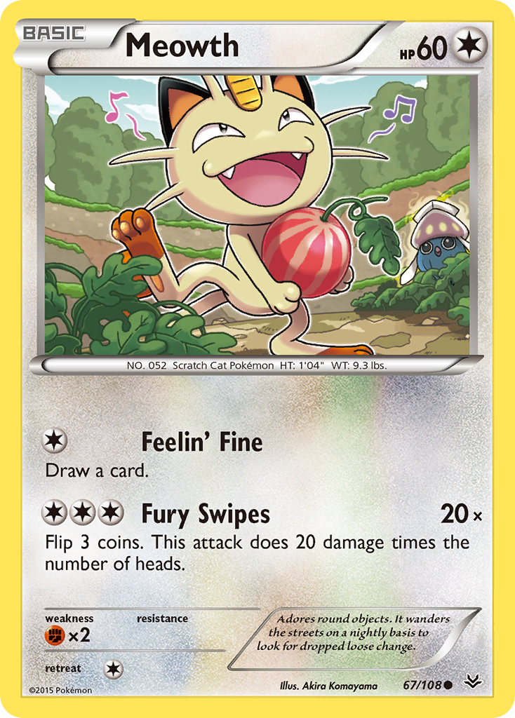 Meowth – Roaring Skies 67/108 Pokémon card